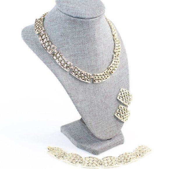 Vintage Sarah Conventry Gold Silver Basket Weave Link Double Rolo Chain - Picture 6 of 8